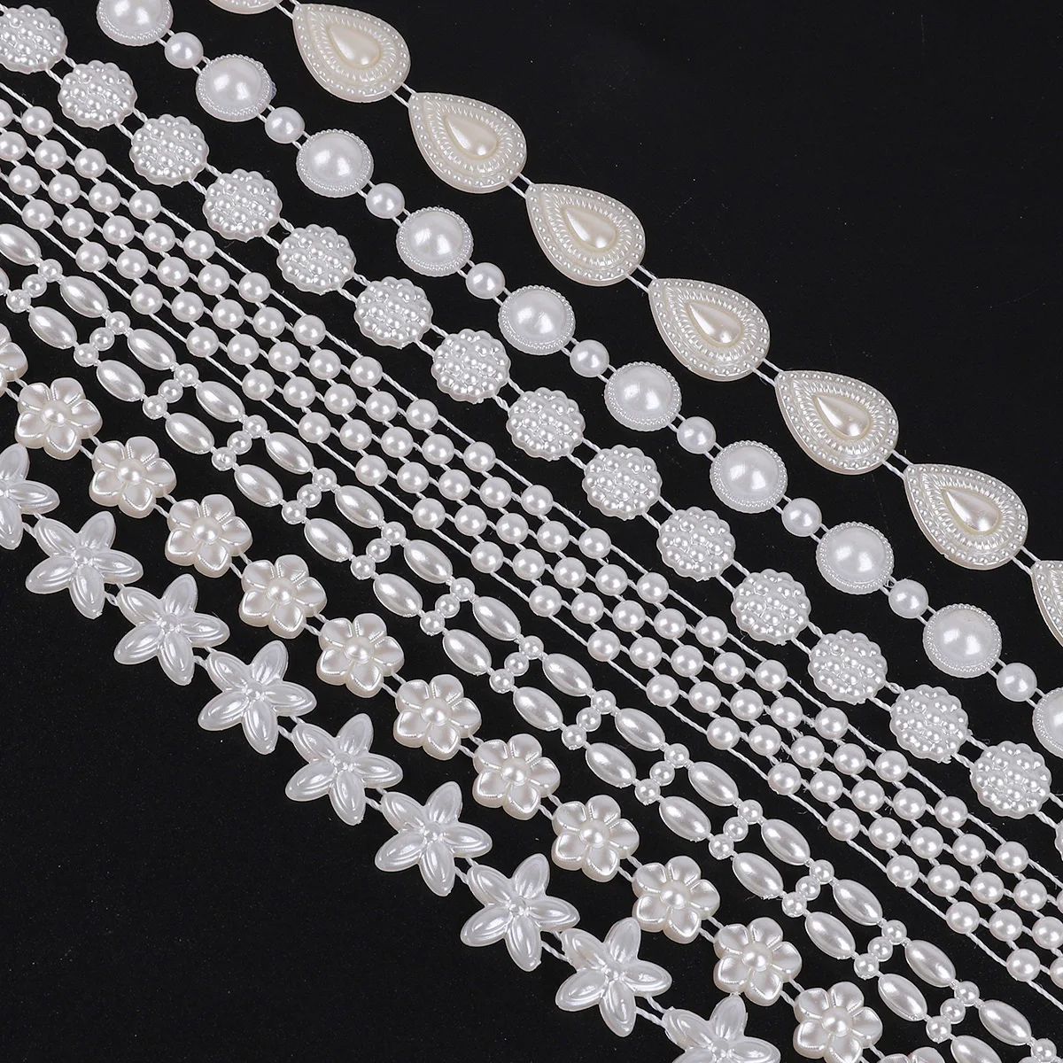 1.5/2M/bag Multi-size ABS Imitation Ivory Pearl Beads Chain Trim For DIY Wedding Party Decoration Clothing Craft Accessories
