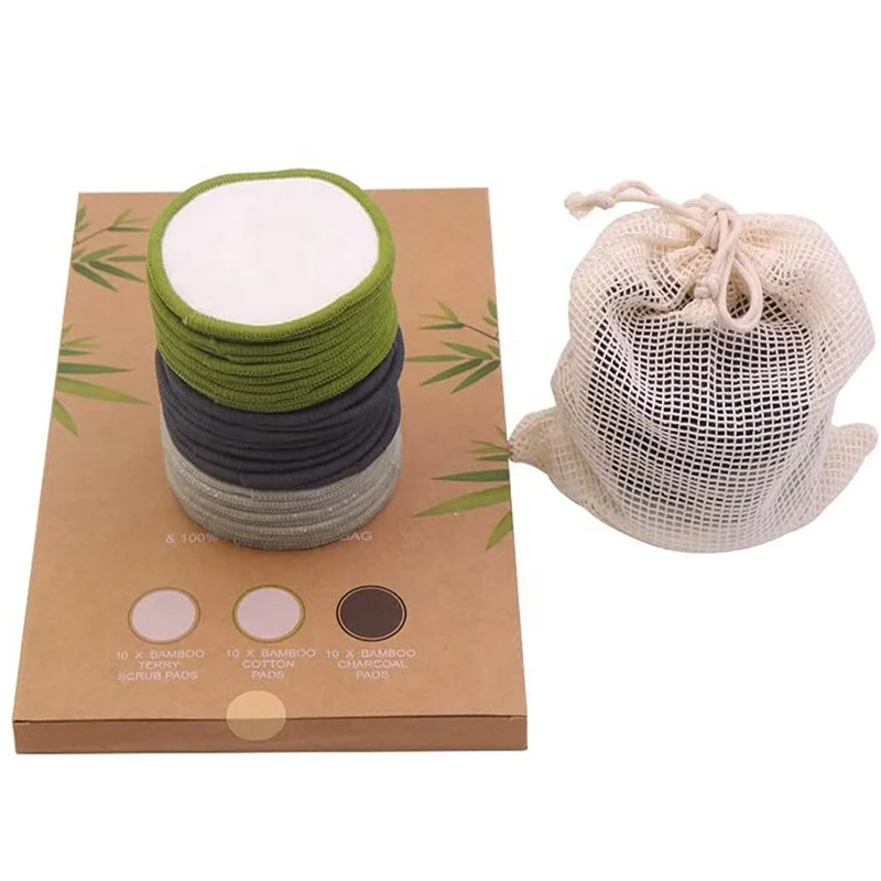 Makeup Remover Pad Rounds Bamboo Washable 100% Organic Reusable Facial Face Cleansing Cotton Bamboo Fiber Makeup Remover Pad
