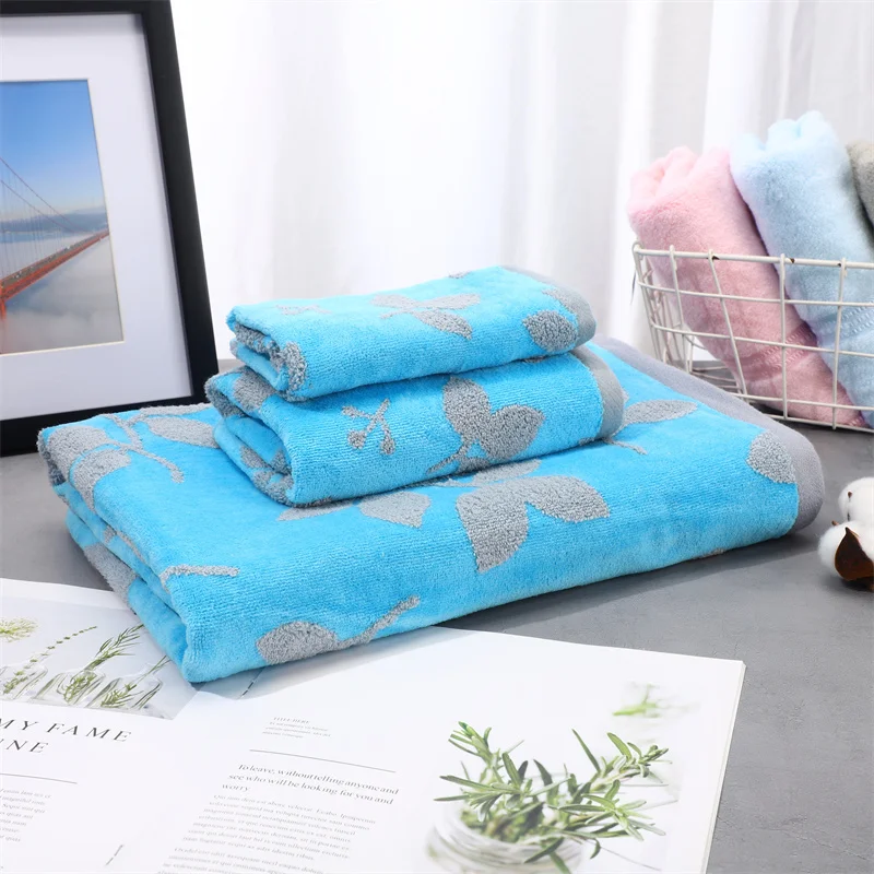 Good Selling 3 Pieces Refreshing Printed Colorful Elegant Soft Pure Cotton Towel Set