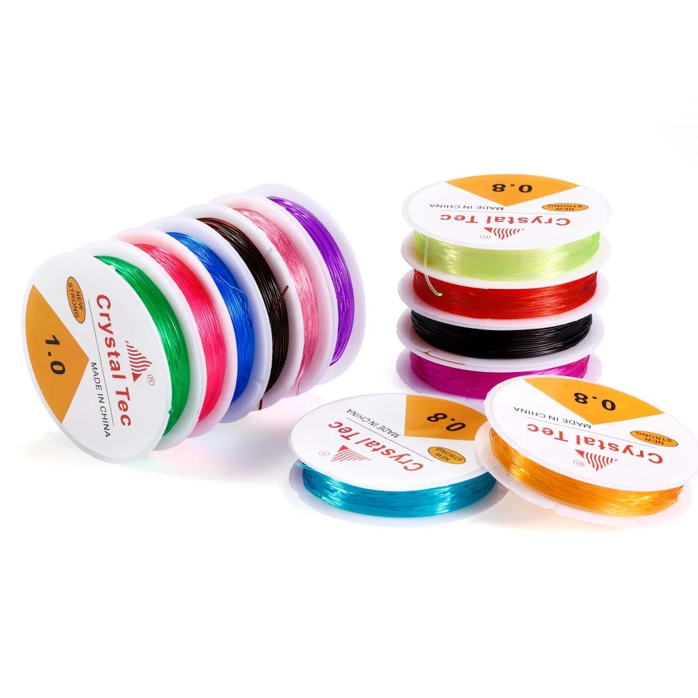 Rawmand 10 Roll Pack Elastic String Crystal Thread Fibre Stretch Elastic Clear Cord Jewelry Beading String Fishing Line