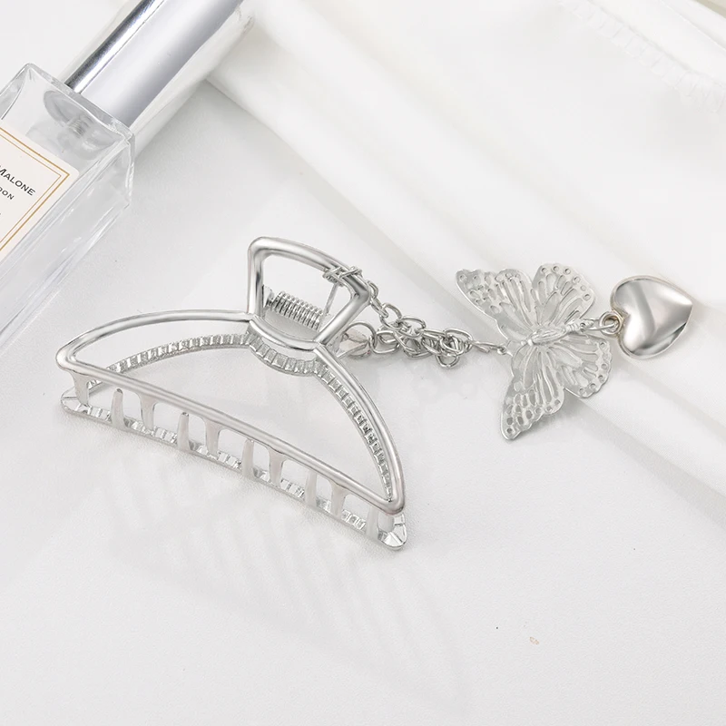 New arrival fashion Love butterfly metal  pendant grab fuse hair claw clip metal shark clip large hair accessories