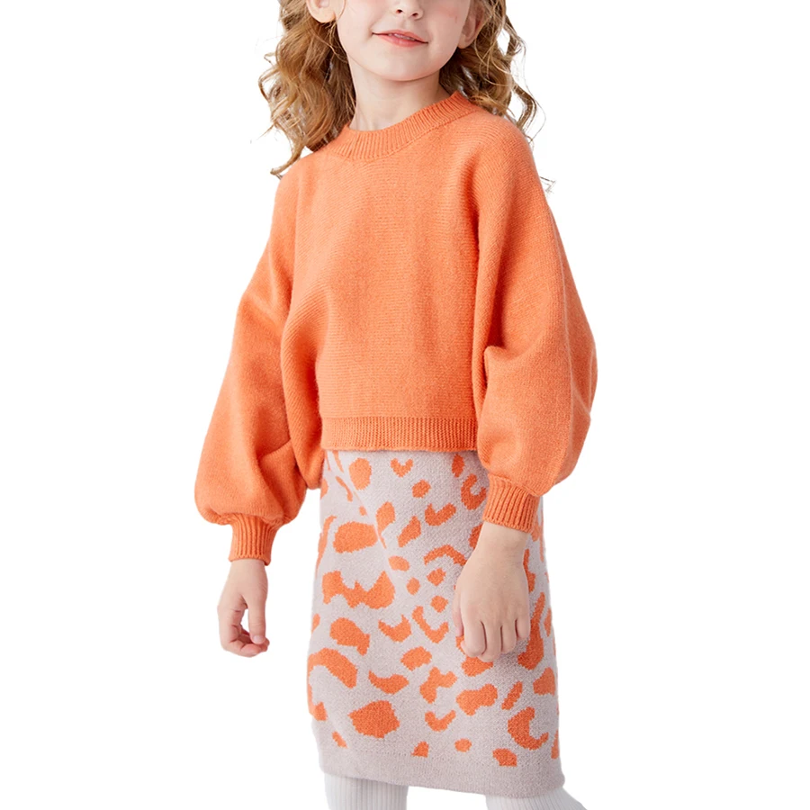 
Wholesale children clothes lovely casual knit sweater two piece set 