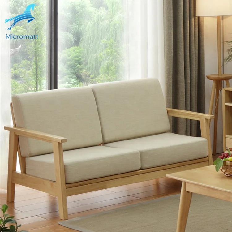 Wholesale Japanese Style Customizable Brown Color Living Room Double Solid Wood Couch
