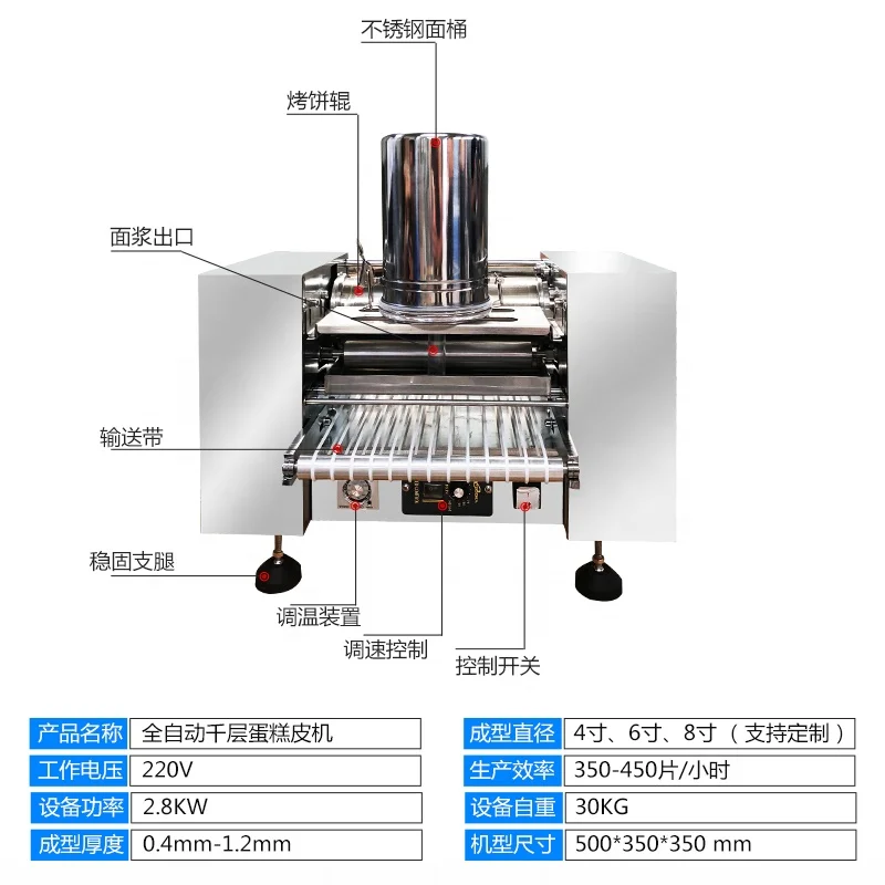 Mini automatic electric mille layer crepes crepe skin cake skin pancake spring roll making forming maker machine