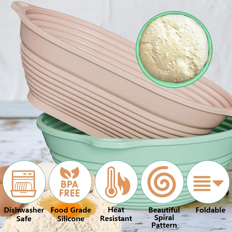 Baking tool Foldable non stick Silicone Baking basket for dough oven