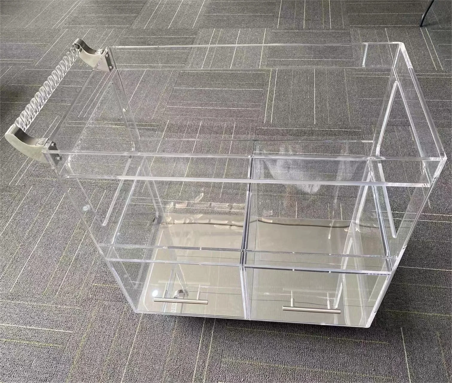 Hotel Supply Acrylic Serving Trolley Cart Acrylic Lucite Cart Hotel Rolling Trolley Cart For Food Serving