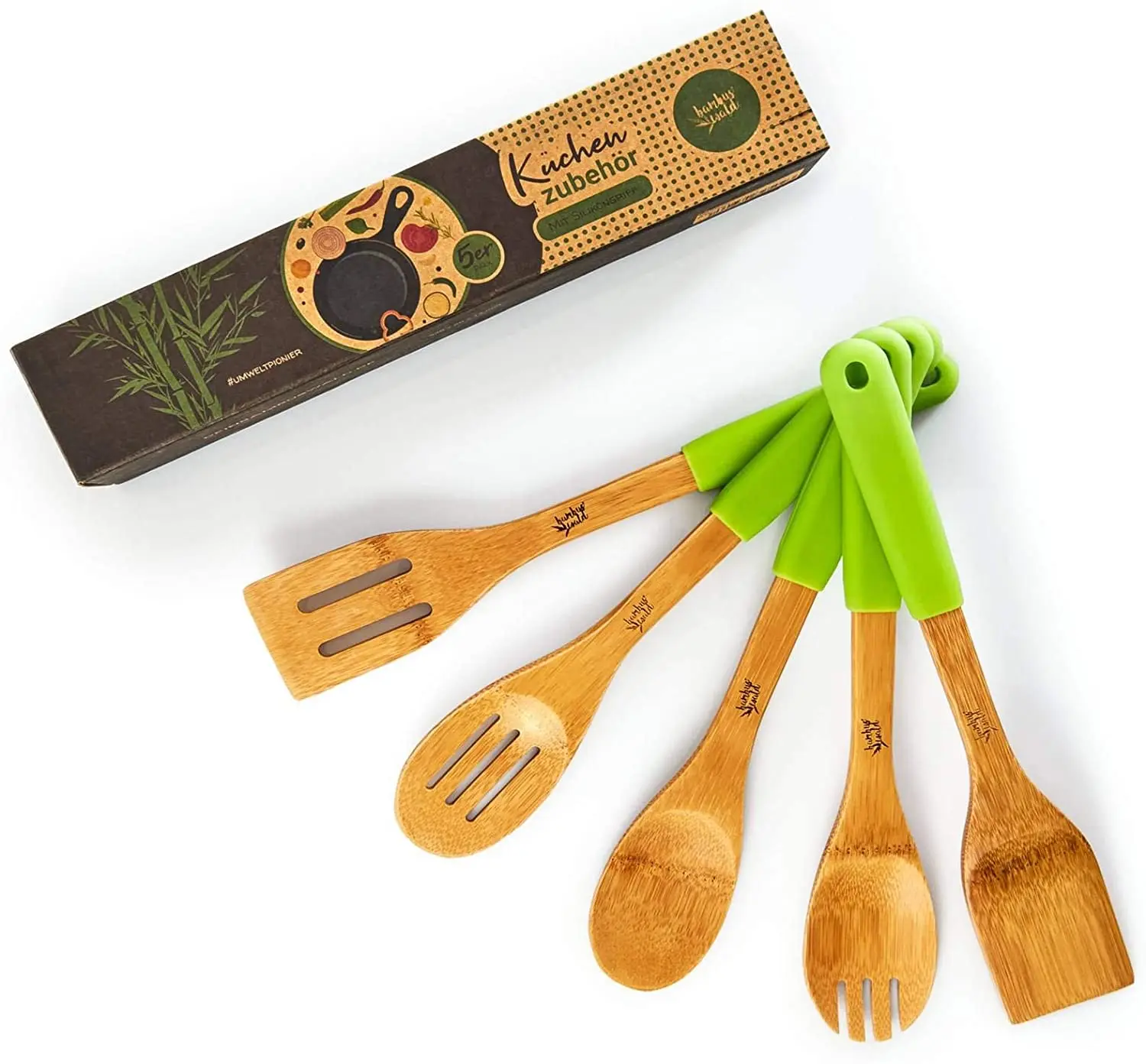 Bamboo Silicone Spatula Set Kitchen Utensil Cooking Spoon Kitchen Utensils