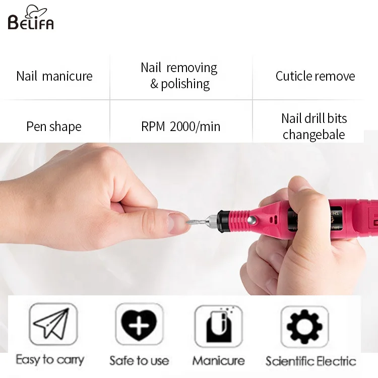 Portable pen shape usb electric nail art polishing machine set with 6 ceramic bits electric manicure nail drill