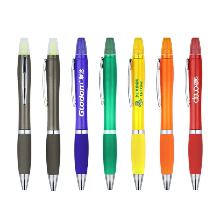 YF 2-in-1 Multifunctional Plastic Ballpoint Pen with Highlighter Stylus for Promotions