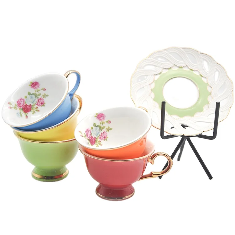 Colorful Coffee Cups And Saucers Sets New Bone China Mug Sets