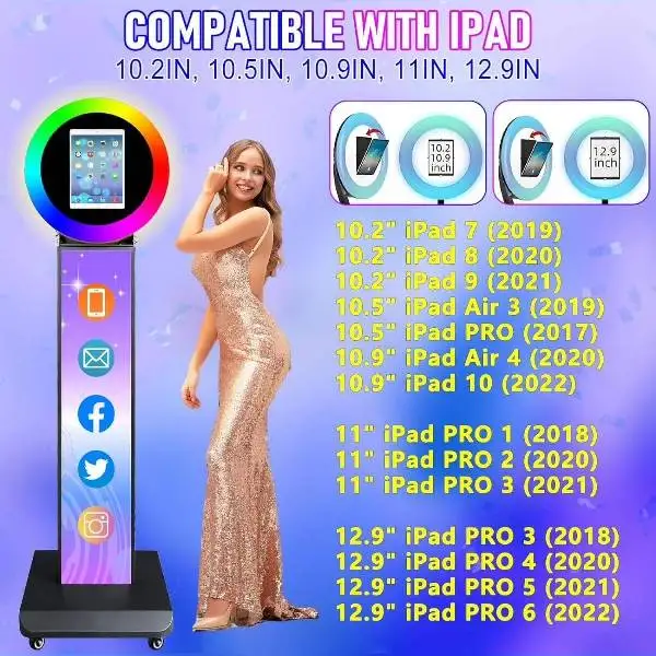 photo booth tablet 10.2 inch 10.9 inch 11 inch 12.9 inch iPad photo machine events birthday wedding party photo booth for sale