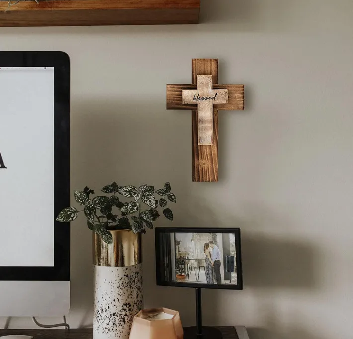 Rustic Natural Pine Church Home Room Decoration Christians Spiritual Religious Cross Gifts Wall Wooden Cross