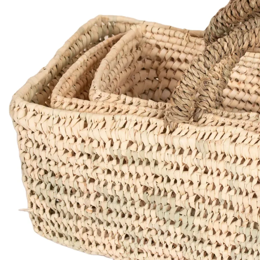 Fashionable Moroccan Vintage Summer Shopping Straw Basket with Rattan Handles Lady-Picnic Elegant Bags