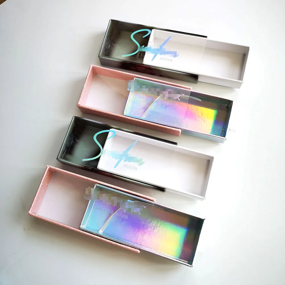 
Private label Square Gold Paper Mink Eye lash Packaging Storage Box with plastic handle 