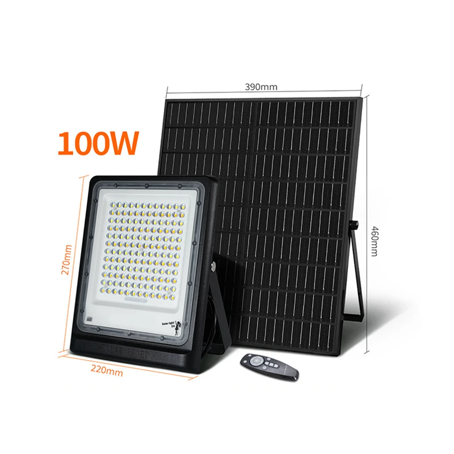 Factory Price Wholesale Solar Outdoor Patio Lamp 60W 100W 200W Remote Control Solar Power Flood Light