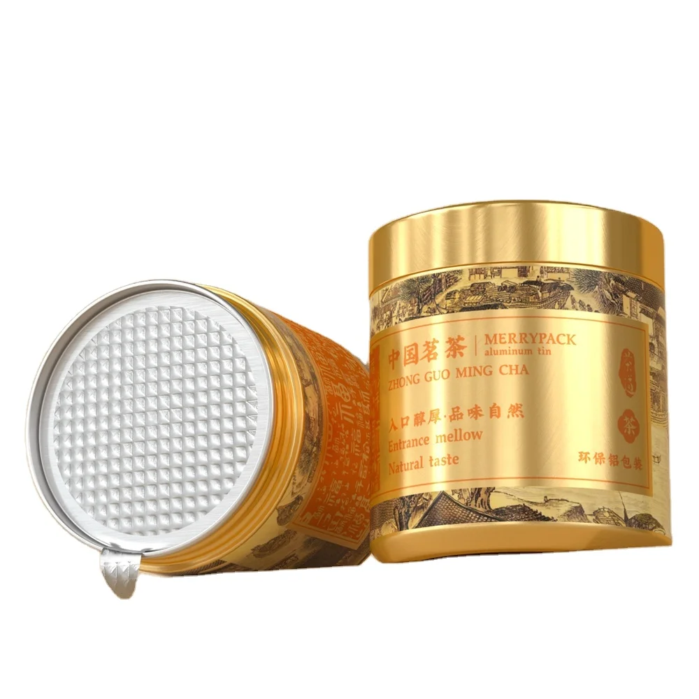 Custom Aluminum Tin 500ml Capacity Double Lid Seal Easy Pull Jar for Tea Matcha Coffee Bean Chewing Gum Bread Packaging Shape