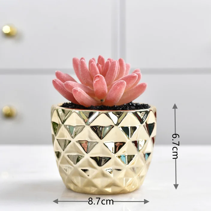 Wholesale artificial succulent plant with gold ceramic pot