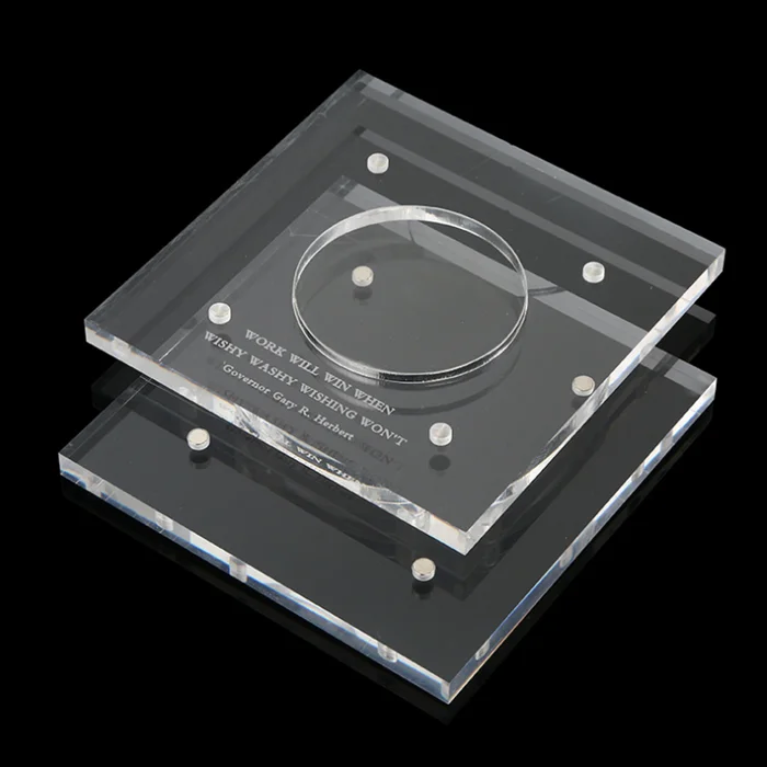 Customized Clear Acrylic Coin Boxes with Magnets  and grooved hole in middle