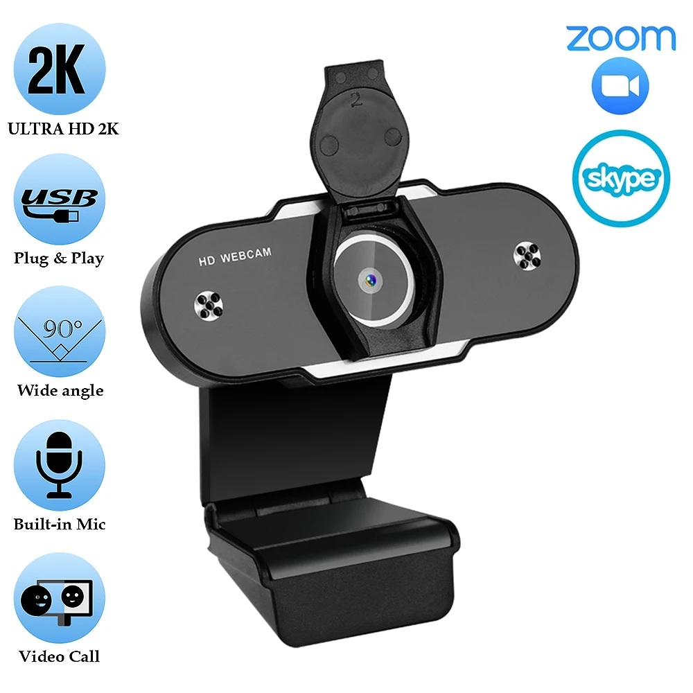 USB компьютера 2K 1080 пк камера HD с пылезащитная крышка сетевой видео в режиме реального