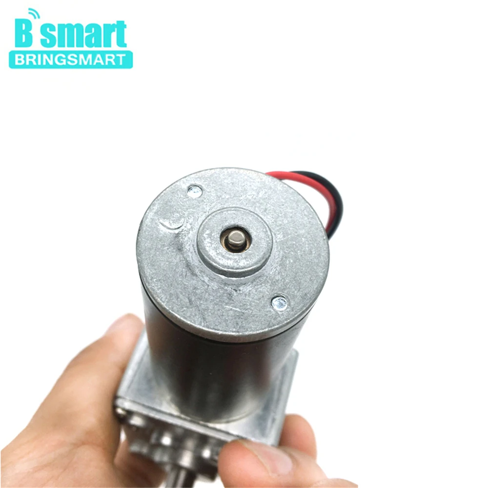BringSmart 1.6-70kg.cm high torque worm gear motor 24v brush  dc motor 12v low rpm for robot price dc worm geared motor