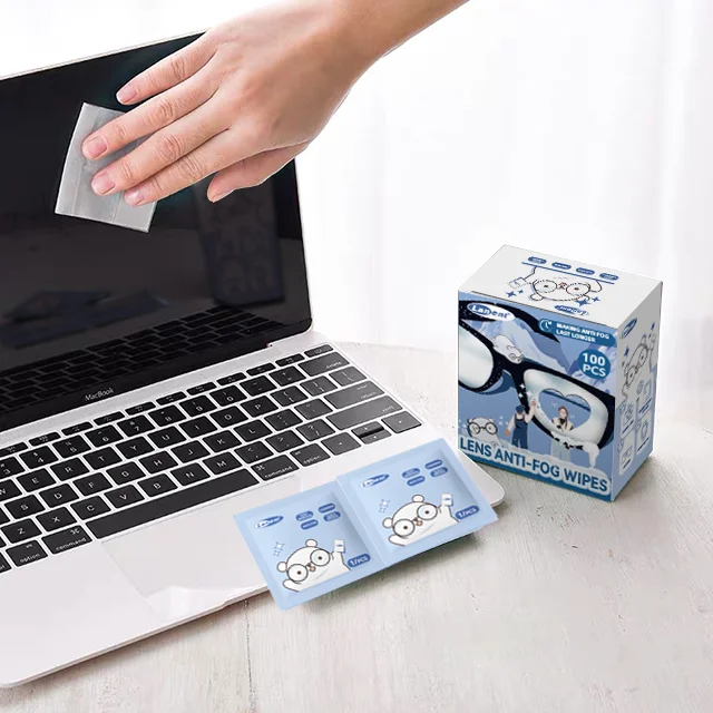 RTS American Warehouse Wet Wipes For Glasses Cleaning Eco-friendly Lens Anti-fog Cleaning Wipes 100Pcs/Box
