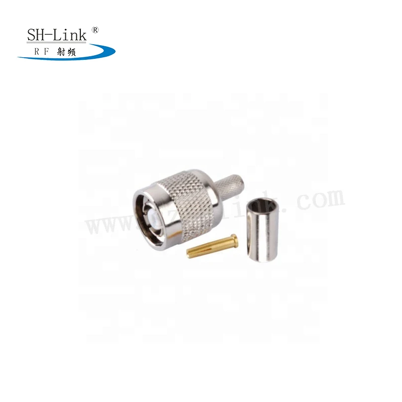hot sale RP-TNC Male Crimp Solder coaxial Connector for RG58 LMR-195 RG400 RG142 Cable use in radio station