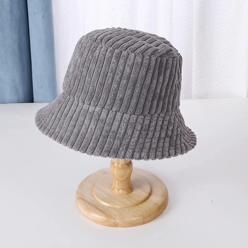 New Corduroy Bucket Hats Women Casual Fisherman Hat Men Autumn Winter Warm Basin Hat Plain Panama Cap
