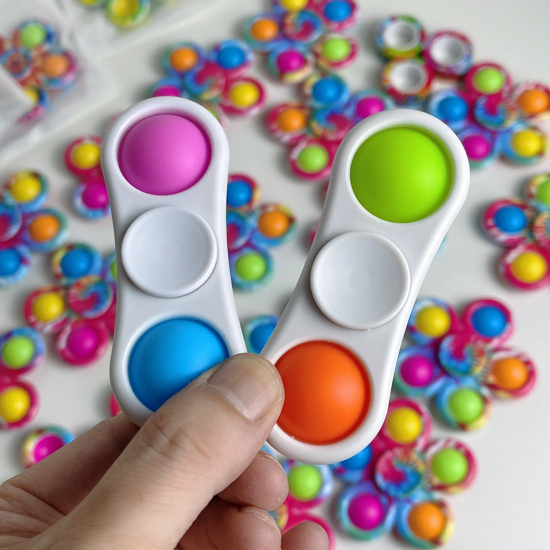 Best Quality Push Bubble simple dimple bubble Fidget Two Finger flying popper fidget spinner toy