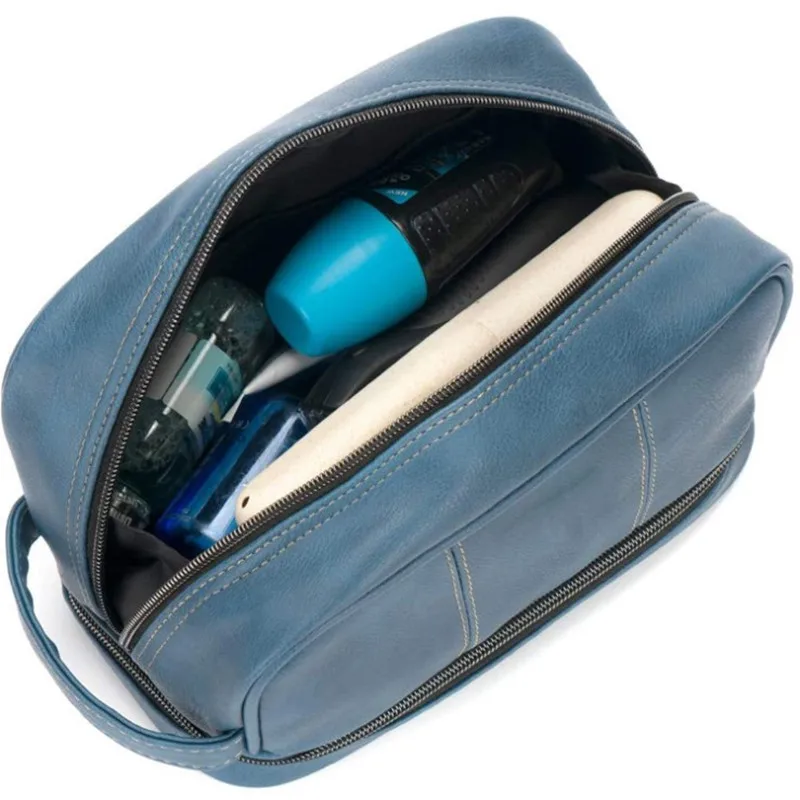 Trendy Toiletry Travel Bag PU Leather Case Dry and Wet Separation Toiletry Bag Zipper Toothbrush Towel Organizer Carrying Bag