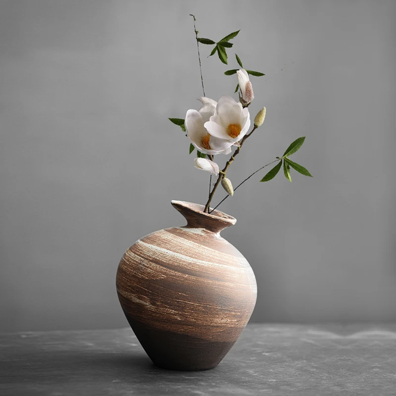 Заводская розетка ваби-Саби ваза японская грубая керамика процесс дзен Керамическая Настольная Ваза для украшения дома