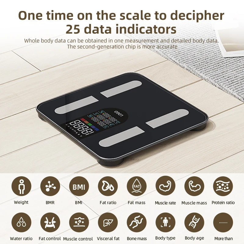 High Accuracy Sensor Scale Intelligent Bluetooth Body Weight Scale BMI Digital 4 Electrodes Smart Body Weight Scale LED