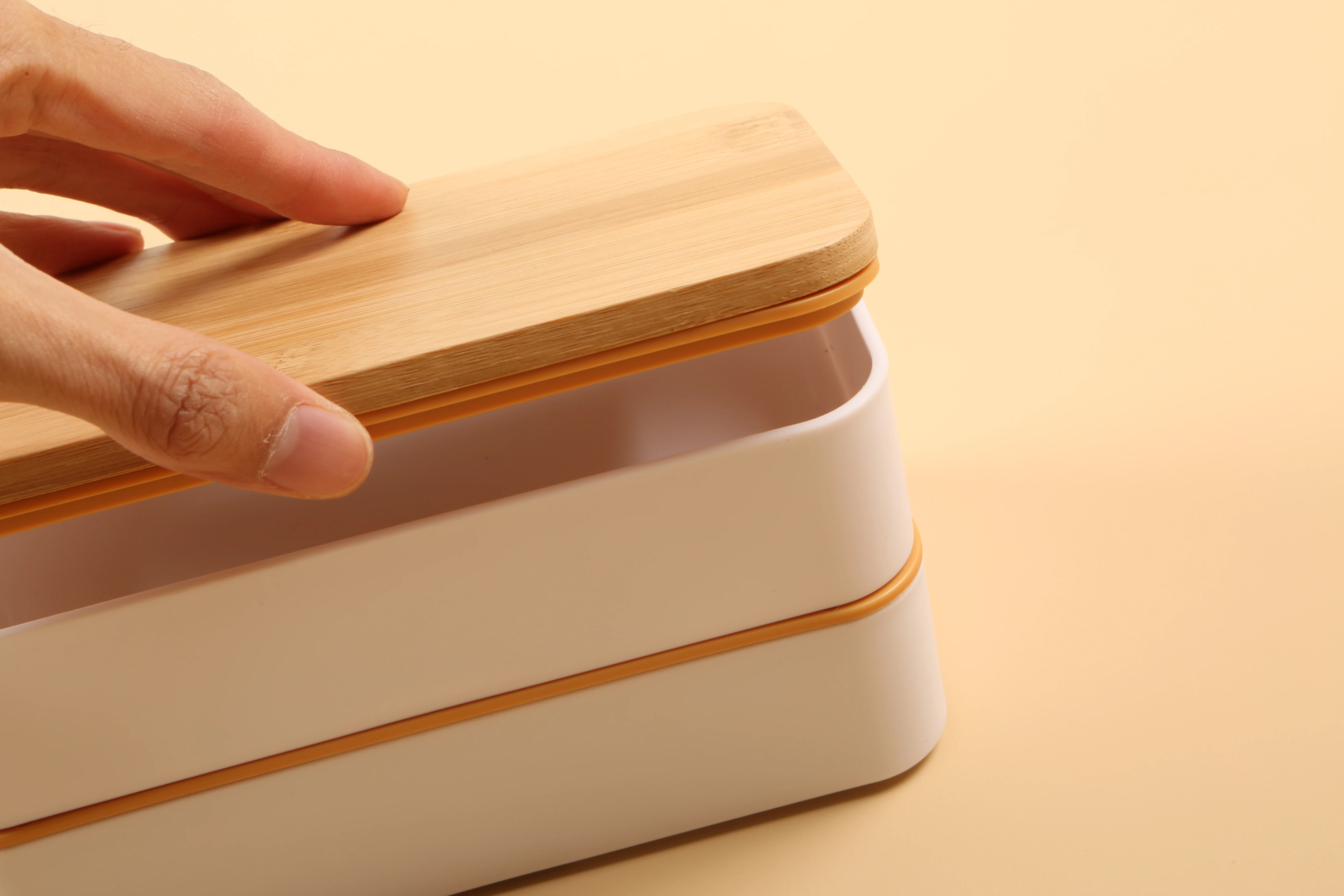 Eco-Friendly double layers big capacity bamboo tiffin bento lunch box For Kids and Adults