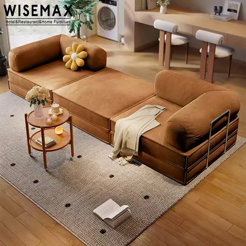 WISEMAX FURNITURE Nordic Simplicity 40D High-Density Sponge durability 304 Stainless Steel Fabric fusion vogue Compression Sofa