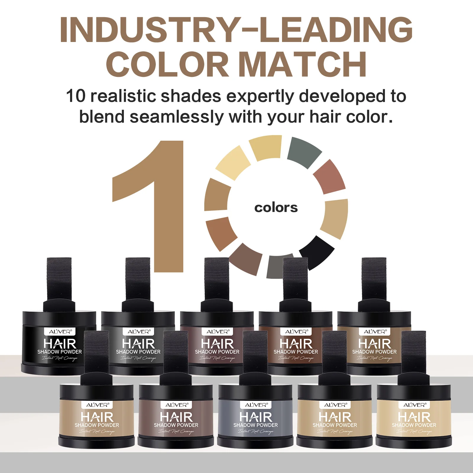 ALIVER instantly camouflages roots water resistant highly pigmented hair fibre powder,hair line powder,hair volume powder