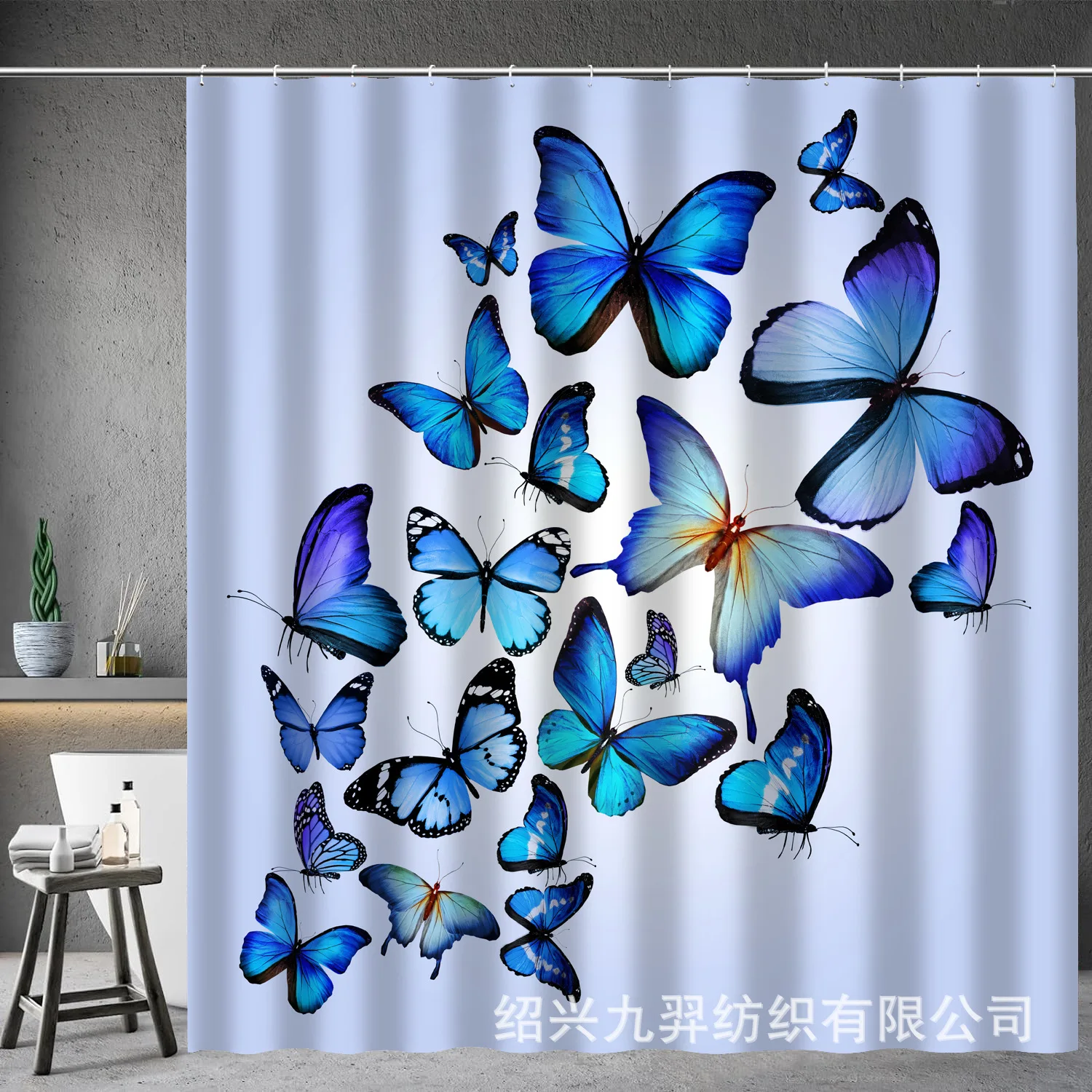 Shower Curtain Bathroom Curtain with12 Hooks