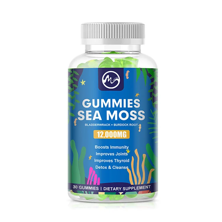Private Label Vegan Sea Moss Gummies For Immune System 30 Counts Seamoss And Bladderwrack Gummies Gummi Vitamin