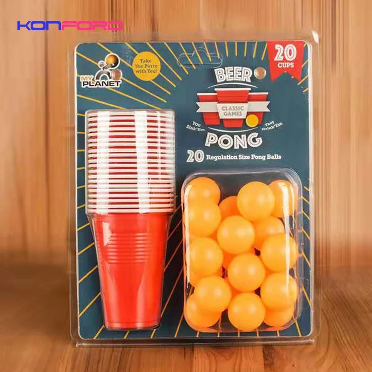 Exciting Game Beer Pong Cups 16oz Set 40mm 38mm Mini Beer Pong Balls For Adult Party