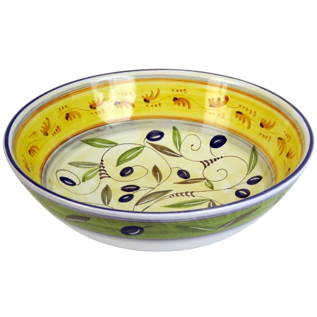35CM / 13.7IN CERAMIC ROUND BOWL WITH OLIVES DESIGN HANDMADE IN ITALY