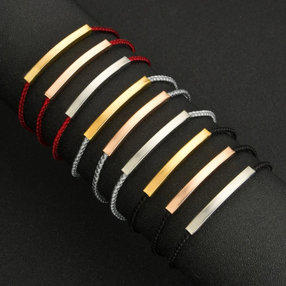 Custom Logo Fashion Jewelry Stainless Steel Magnetic Buckle Clasp Bangle Cross Design Woven Leather Bracelet for Men