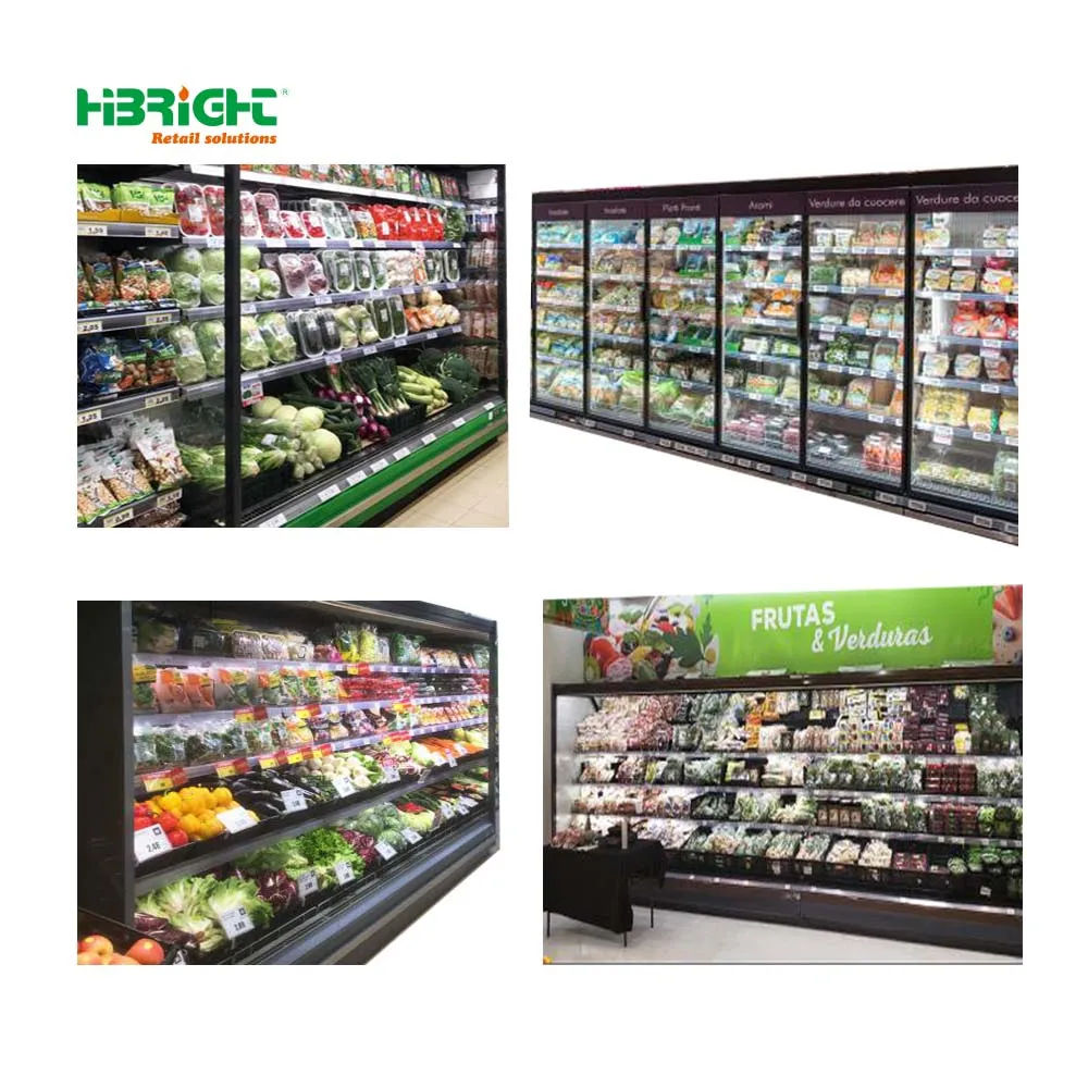 Highbright  Supermarket Fridge Multi Type Plug-in Glass Door R290 Refrigerant Open Chiller