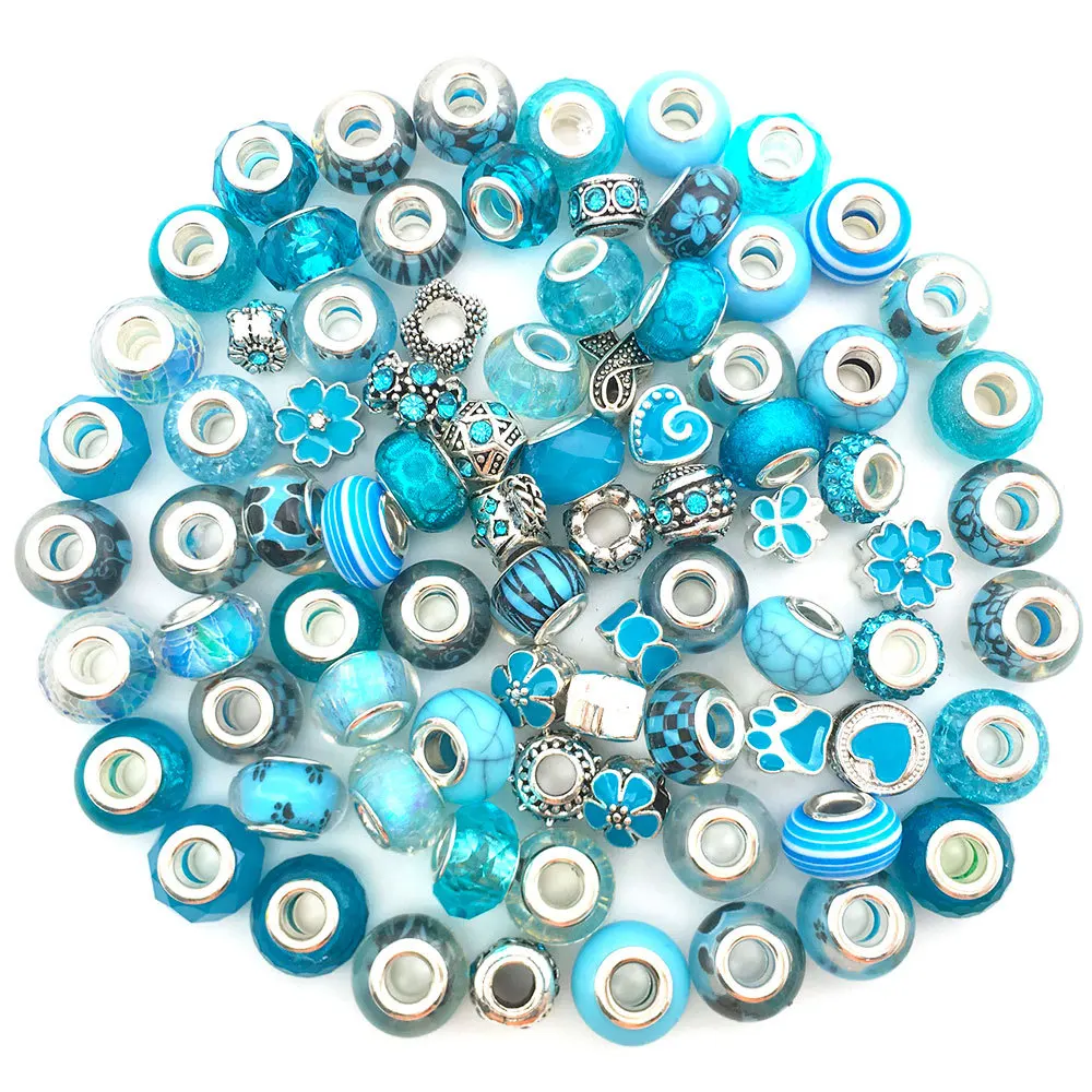 SOJI Wholesale 80pcs/bag mixed glitter spacer beads bulk gemstone beads bracelet charms for bracelet jewelry making