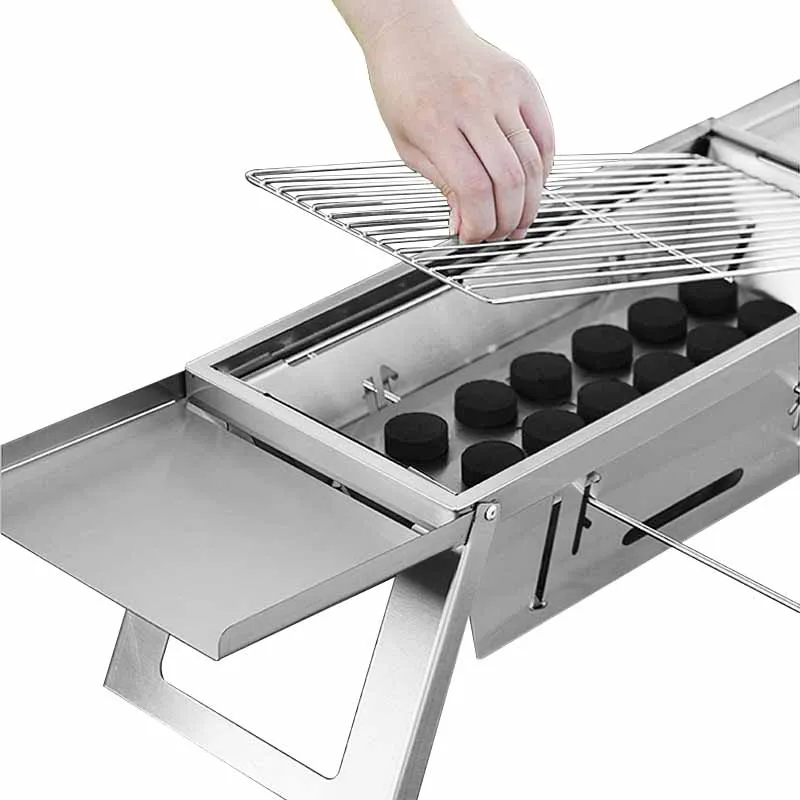 Household Indoor Charcoal BBQ Barbecue  Grill Outdoor Stainless Steel Folding Barbecue Stove Rack