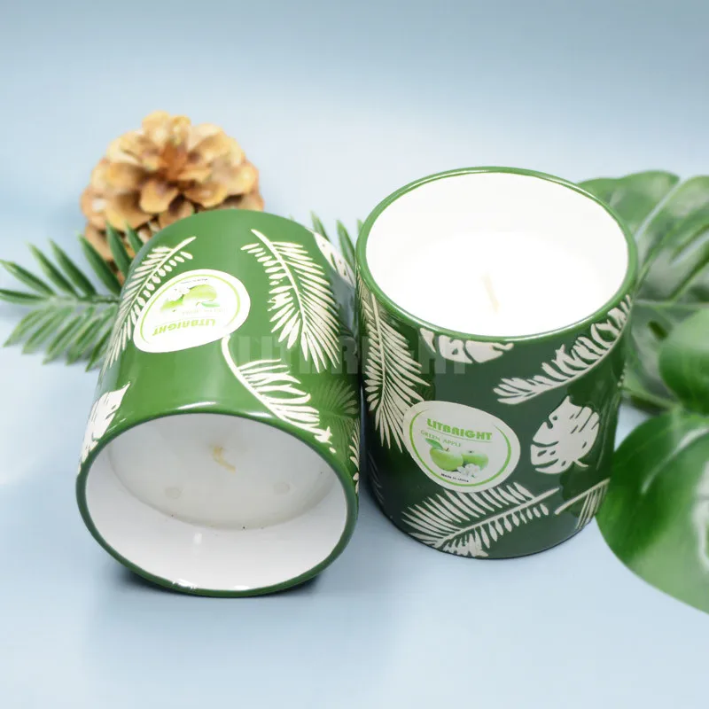 Ceramic cup scented candle  lovely atmosphere feeling small fresh  essential oil fragrance selection candle custom logo