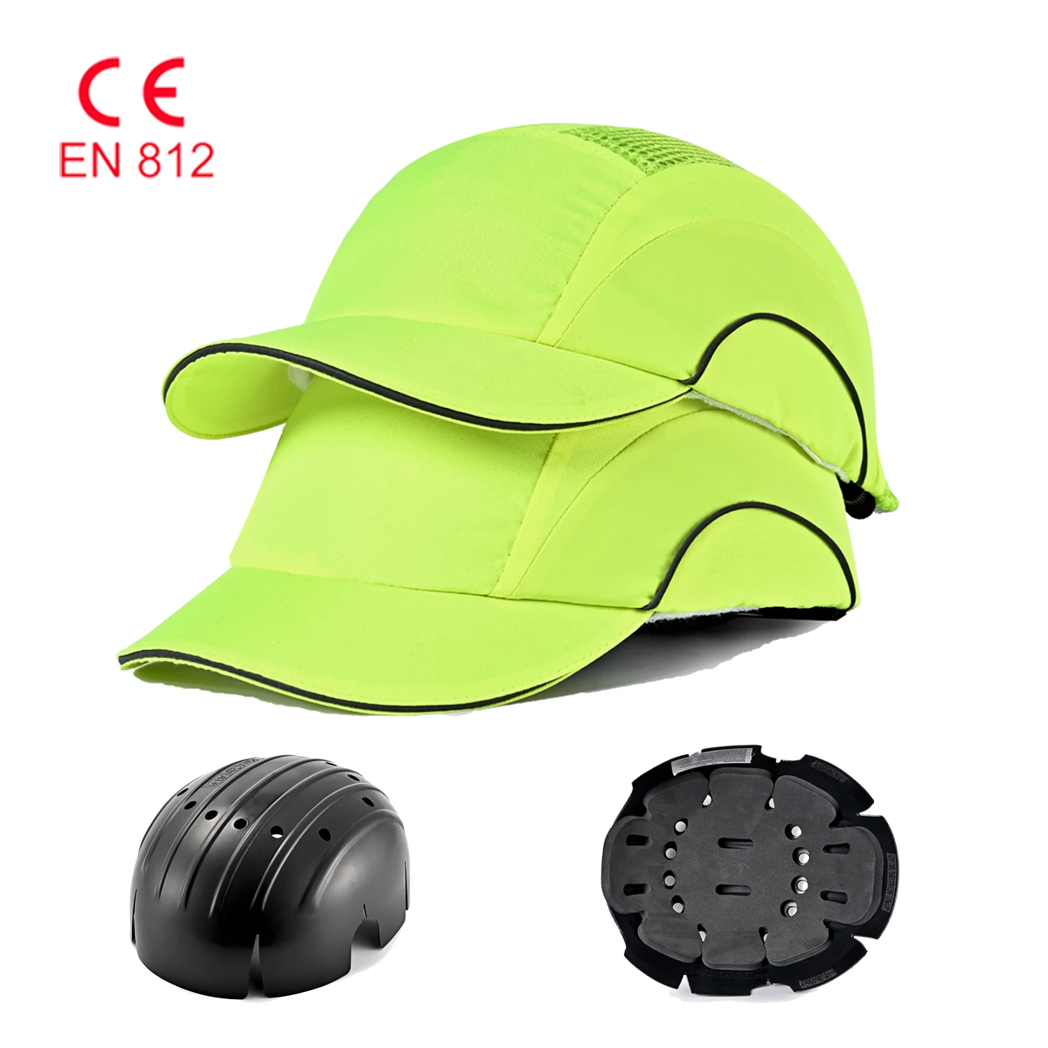 wholesale cotton safety bump caps shell chin strap plastic insert bump cap for ladies fluorescent orange ce safety eva bump cap