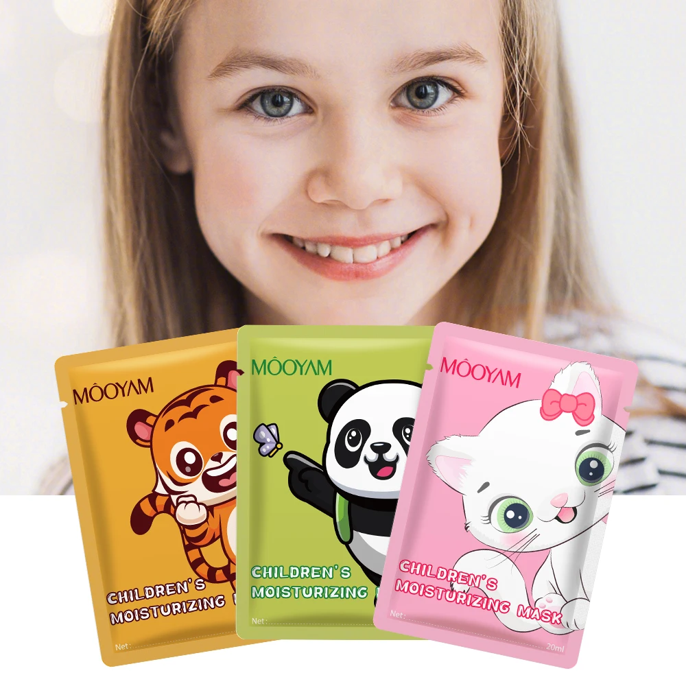 5pcs/box Kids Size Beauty Custom Facial Sheet Mask Animals Moisturizing Whitening Print Face Mask Skin Care For Kids