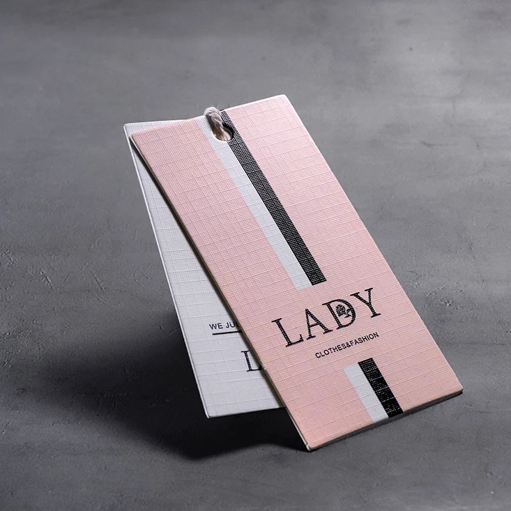 
 Hot Sale thick paper with texture for tag pink printing custom clothing tags  