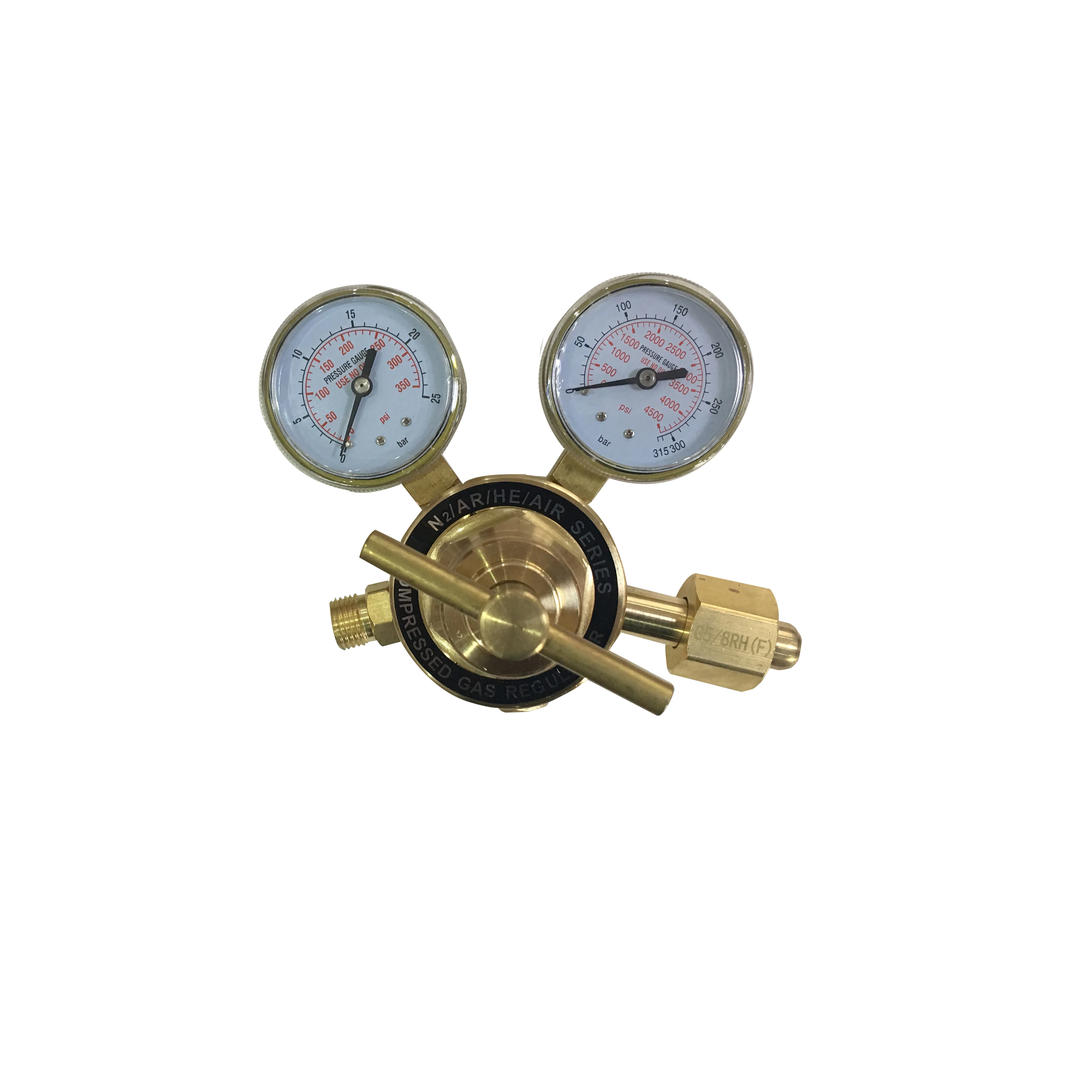 Brass Oxygen, propane, nitrogen dual gauge high pressure gas regulator for industrial