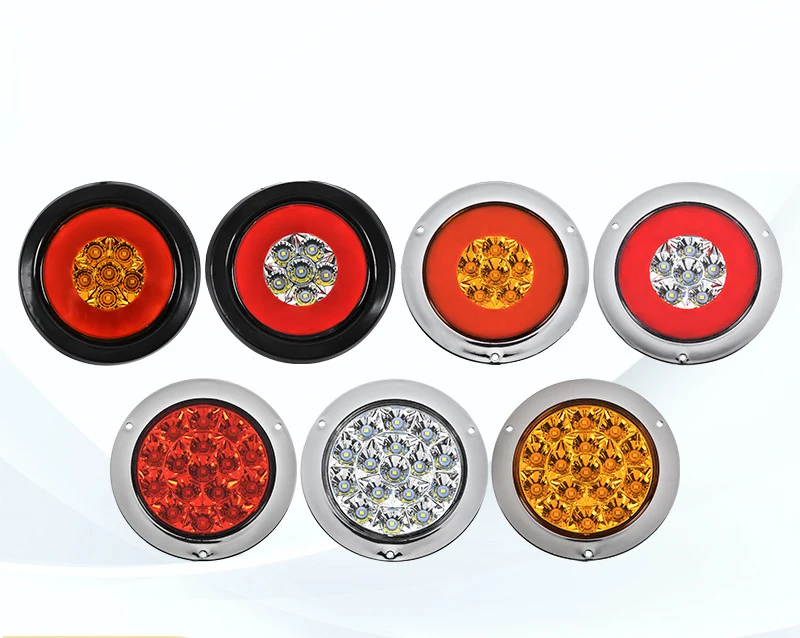 12 Led White Round Reverse Brake Turn Signal Rear Tail Light Trailer Rv For Truck