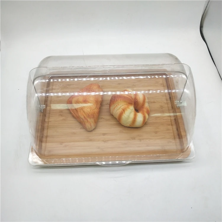 Factory popular  Bamboo Wooden Serving Tray with   PC Cover for  food  serving tray  with cover  for shop or dinning room