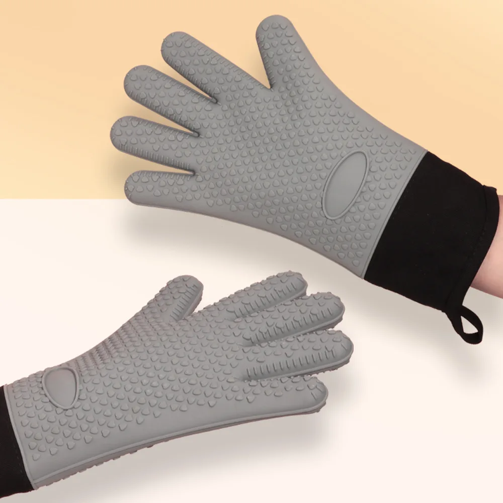 Silicone five-fingers oven gloves non-slip and heat resistant kitchen heat insulation mitts